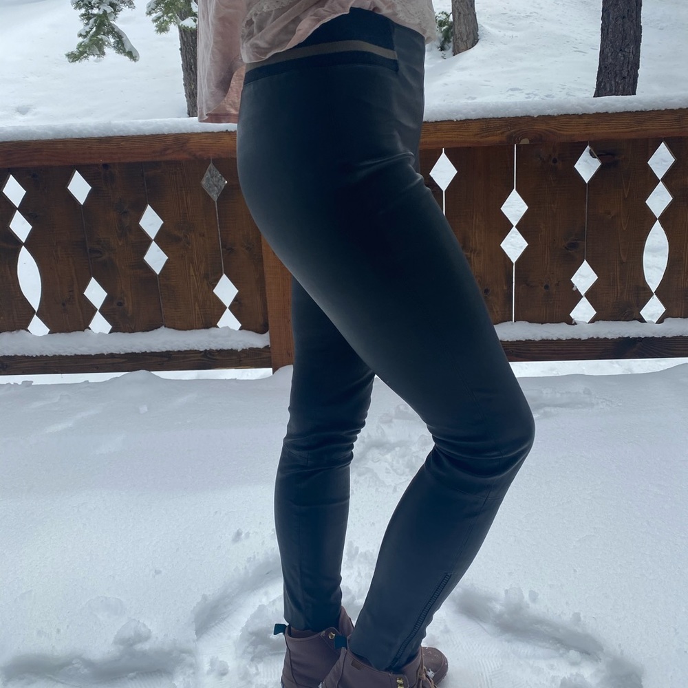 Brunello cucinelli leather pants leggings size 2